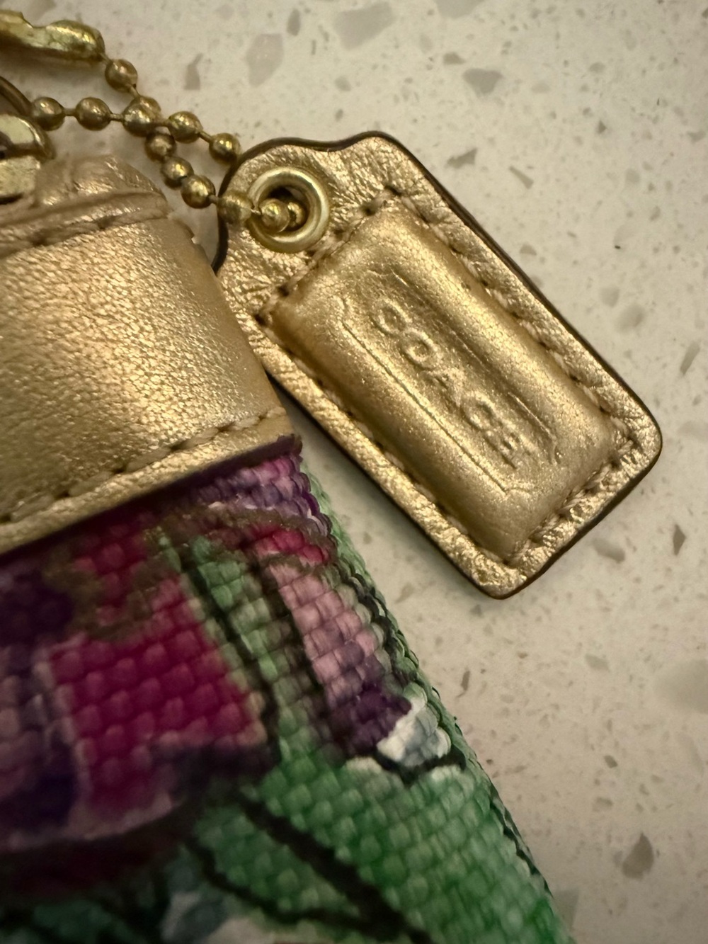 Coach Ashley Iris Floral Wristlet Gold Leather Trim NWOT - Picture 3 of 8